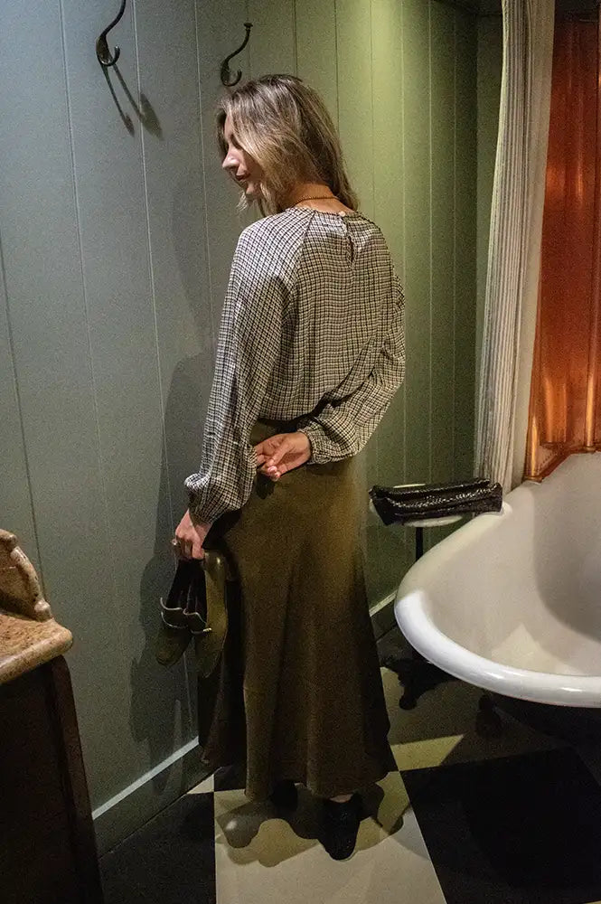 Fransa Juno Toffee Salute Check Blouse