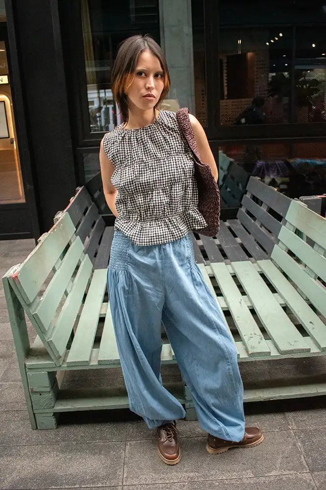 Fransa Marise Mid-Blue Denim Capri Pants