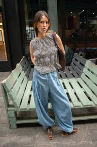 Fransa Marise Mid-Blue Denim Capri Pants