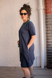 Fransa Feba Navy Dress - The Mercantile London