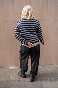 Fransa Ida Hot Fudge & Blue Striped Cardigan