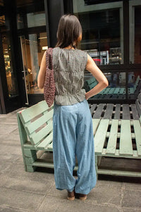 Fransa Marise Mid-Blue Denim Capri Pants