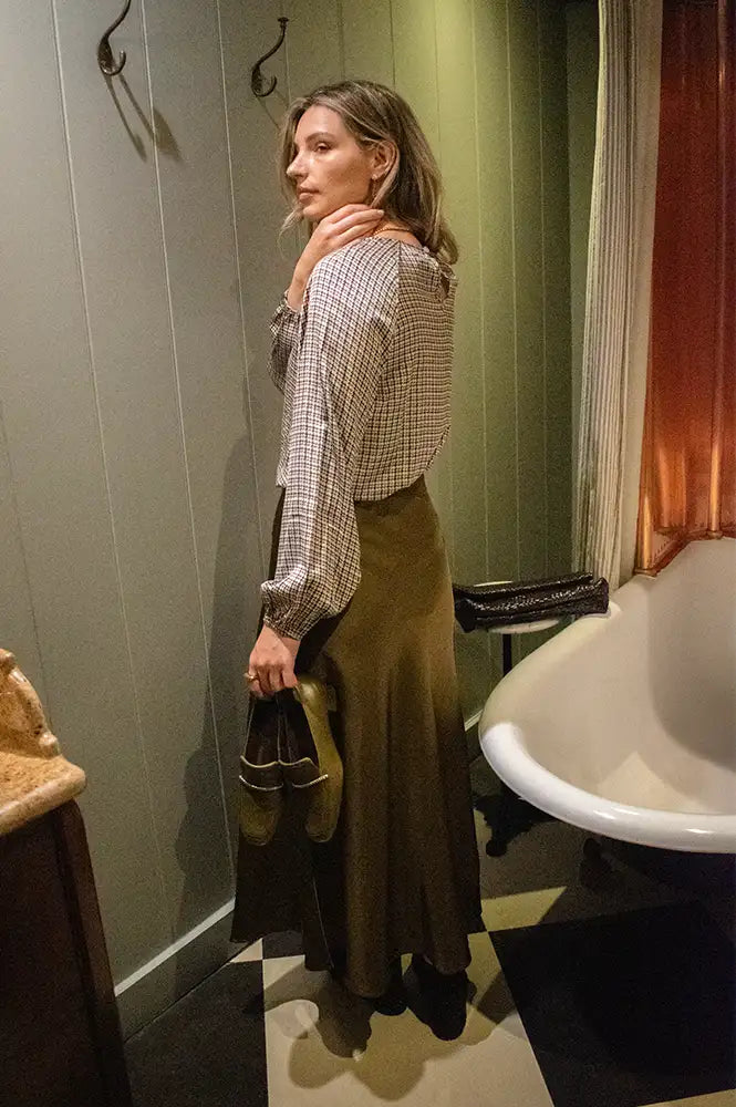 Fransa Juno Toffee Salute Check Blouse