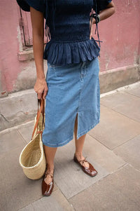 Fransa Vilja Denim Midi Skirt