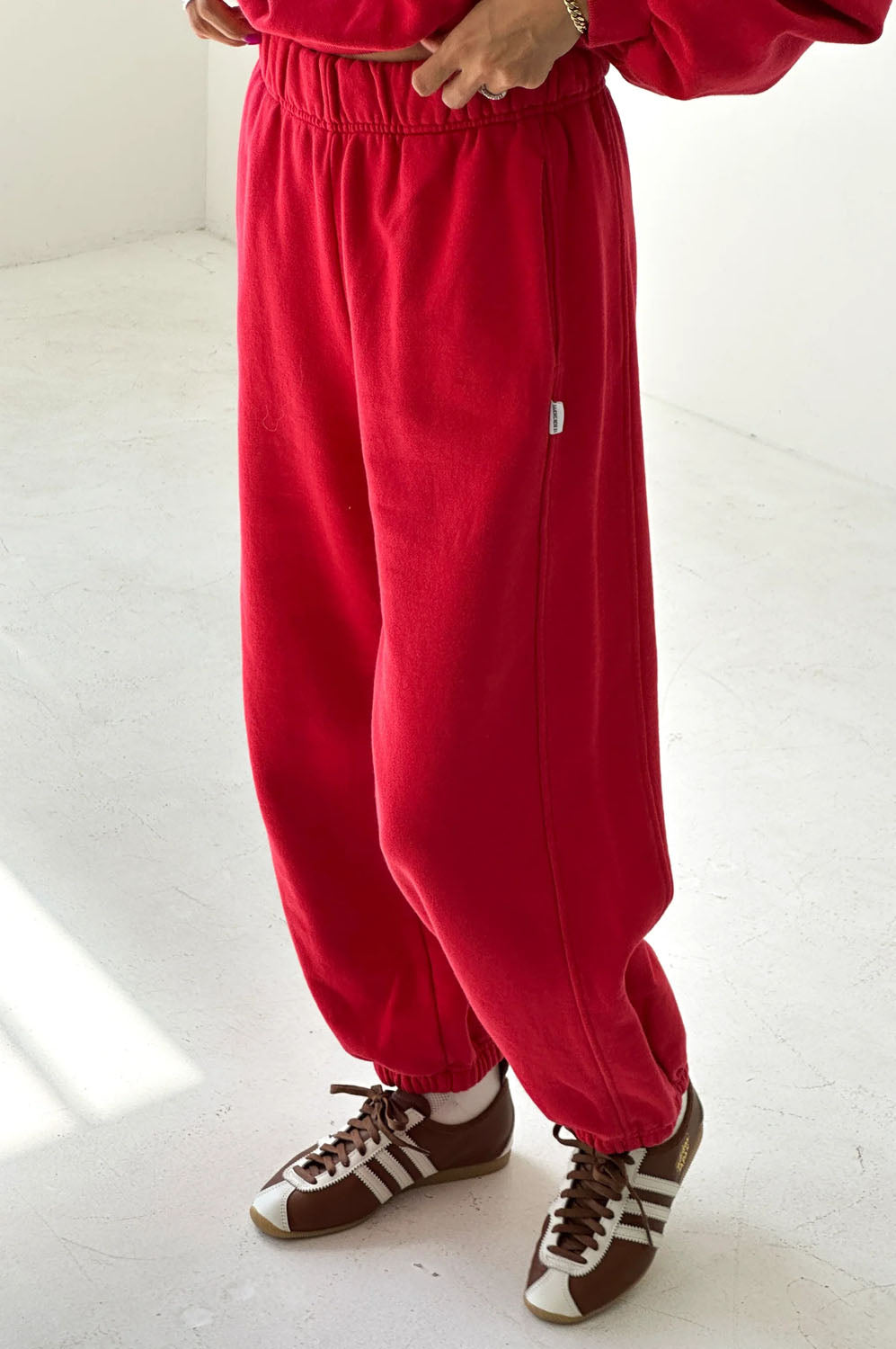 Le Bon Shoppe French Terry Red Tulip Balloon Pants