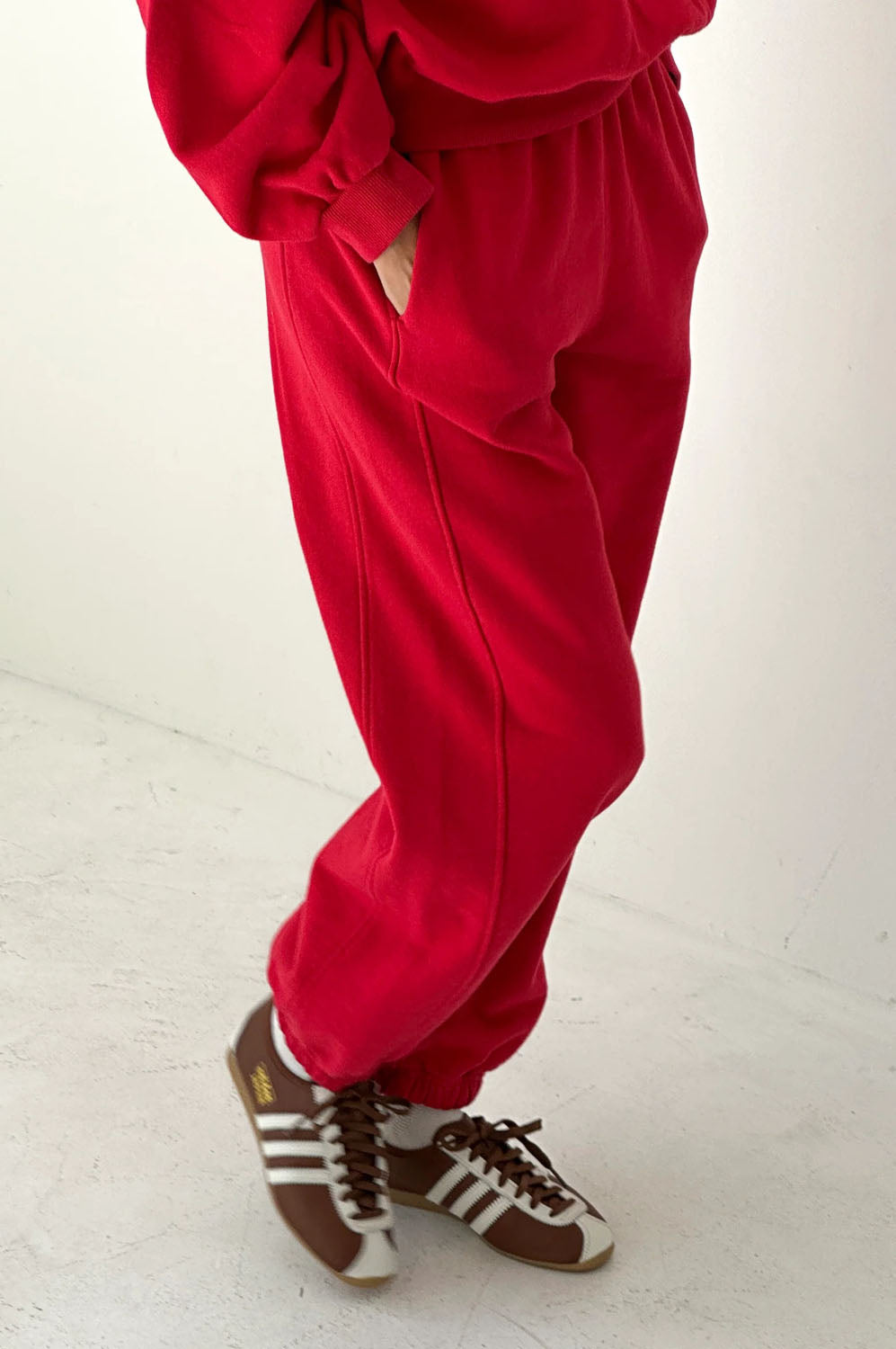 Le Bon Shoppe French Terry Red Tulip Balloon Pants