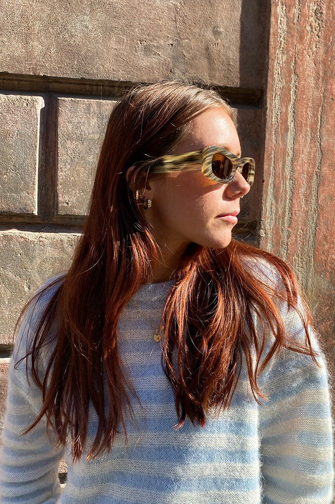 A Kjaerbede Frida Striped Horn Sunglasses - The Mercantile London