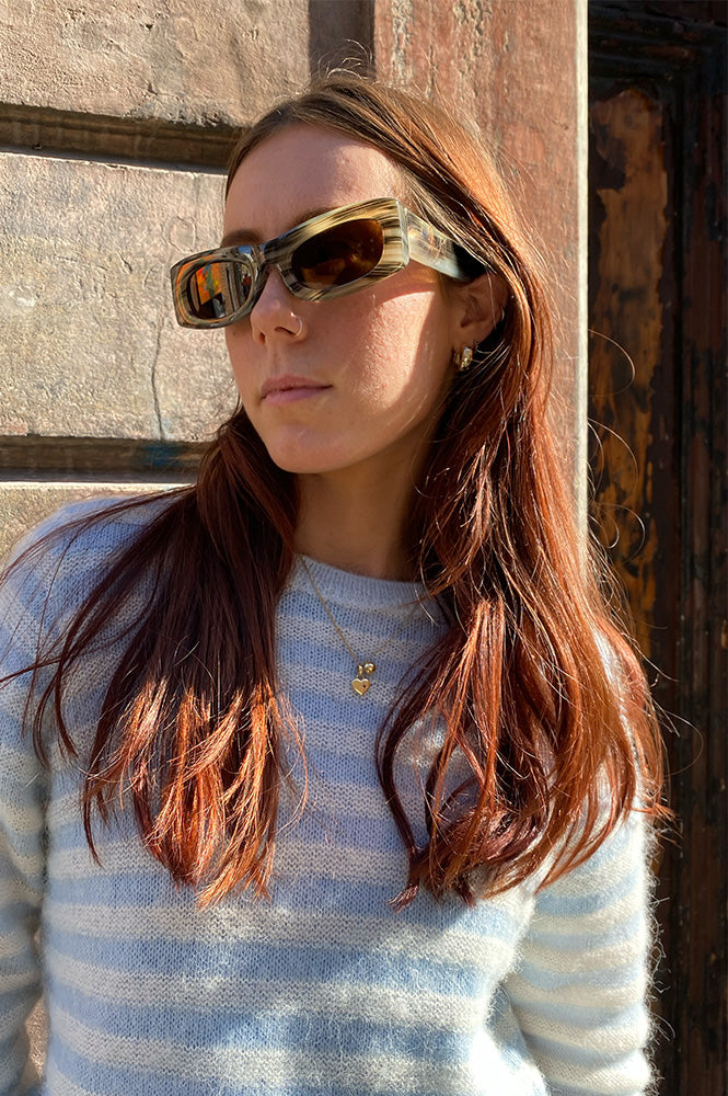 A Kjaerbede Frida Striped Horn Sunglasses - The Mercantile London