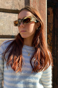 A Kjaerbede Frida Striped Horn Sunglasses - The Mercantile London