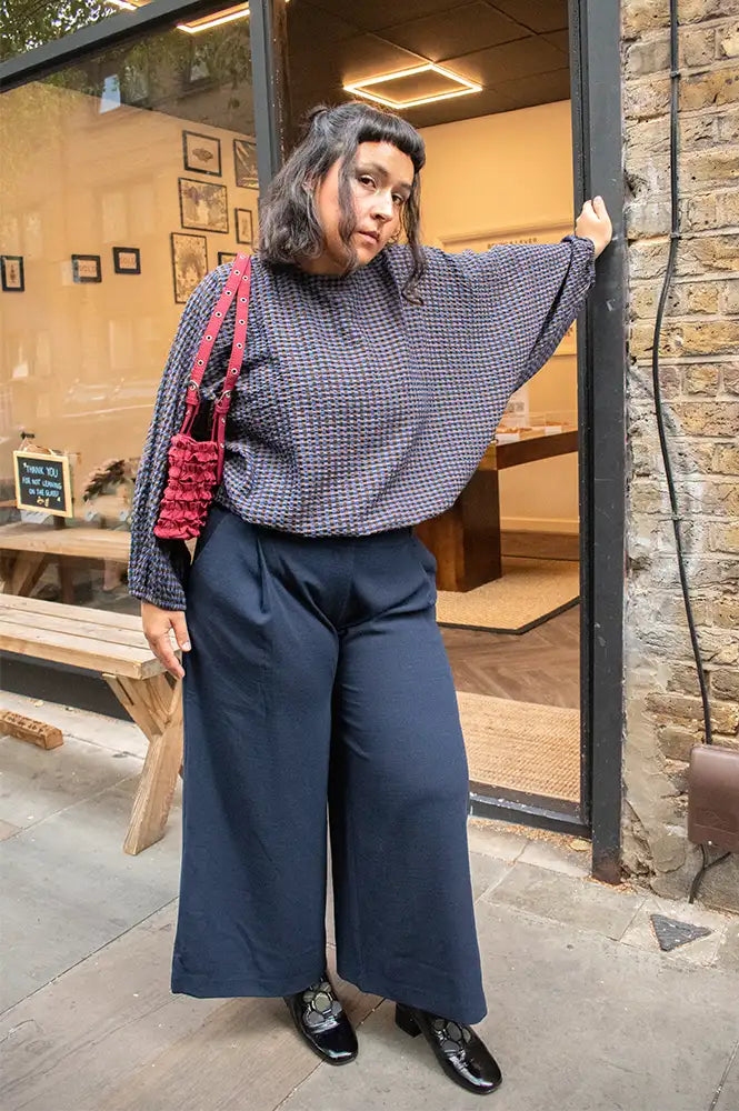 Nice Things Navy Wide Leg Trousers
