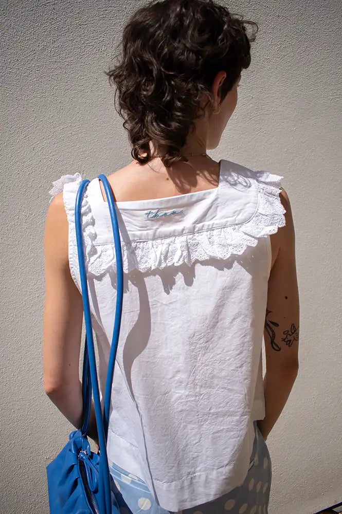 TBCo White Cotton Broderie Sleeveless Top