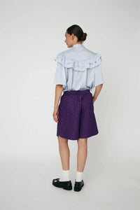 Stella Nova Loose Frills Dust Blue Blouse - The Mercantile London