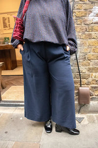 Nice Things Navy Wide Leg Trousers