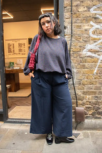 Nice Things Navy Wide Leg Trousers