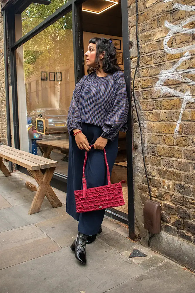 Damson Madder Sophia Red Pear Ruffle Bag