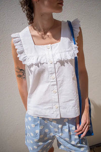 TBCo White Cotton Broderie Sleeveless Top
