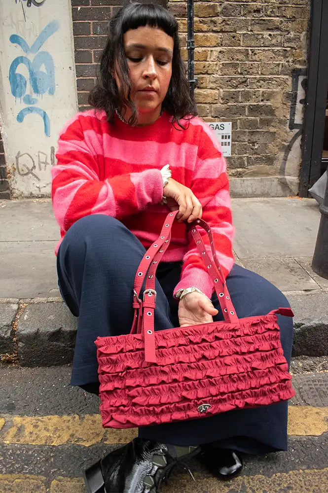 Damson Madder Sophia Red Pear Ruffle Bag