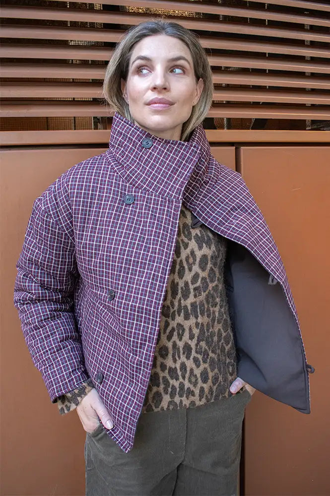 FRNCH Giona Chocolate Check Reversible Jacket