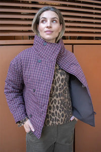 FRNCH Giona Chocolate Check Reversible Jacket