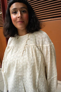 FRNCH Takis Cream Embroidered Blouse