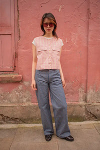 FRNCH Aurora Pink Gingham Vest Top - The Mercantile London