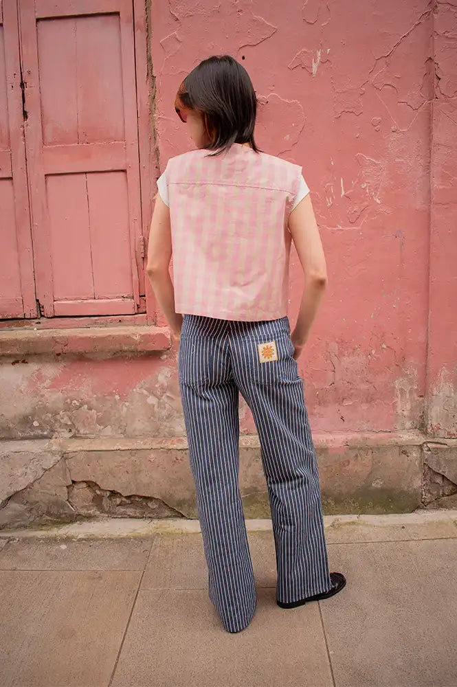 FRNCH Aurora Pink Gingham Vest Top - The Mercantile London