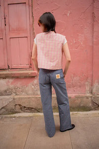 FRNCH Aurora Pink Gingham Vest Top - The Mercantile London