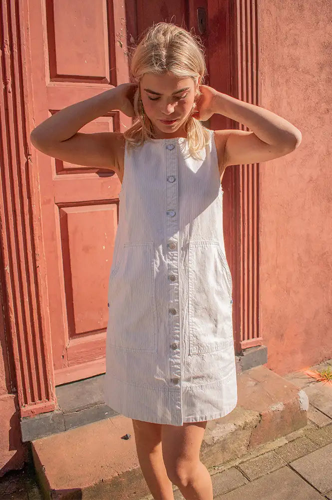 FRNCH Calypso Cream Stripe Dress - The Mercantile London