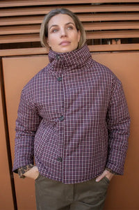 FRNCH Giona Chocolate Check Reversible Jacket