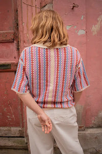 FRNCH Missy Violet Crochet Polo Top - The Mercantile London