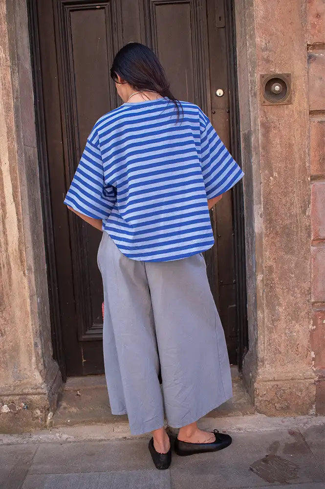 FRNCH Pasquale Electric Blue Striped T-Shirt - The Mercantile London