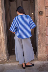 FRNCH Pasquale Electric Blue Striped T-Shirt - The Mercantile London