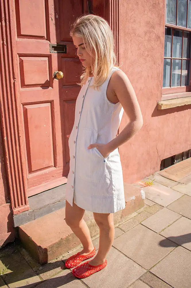 FRNCH Calypso Cream Stripe Dress - The Mercantile London