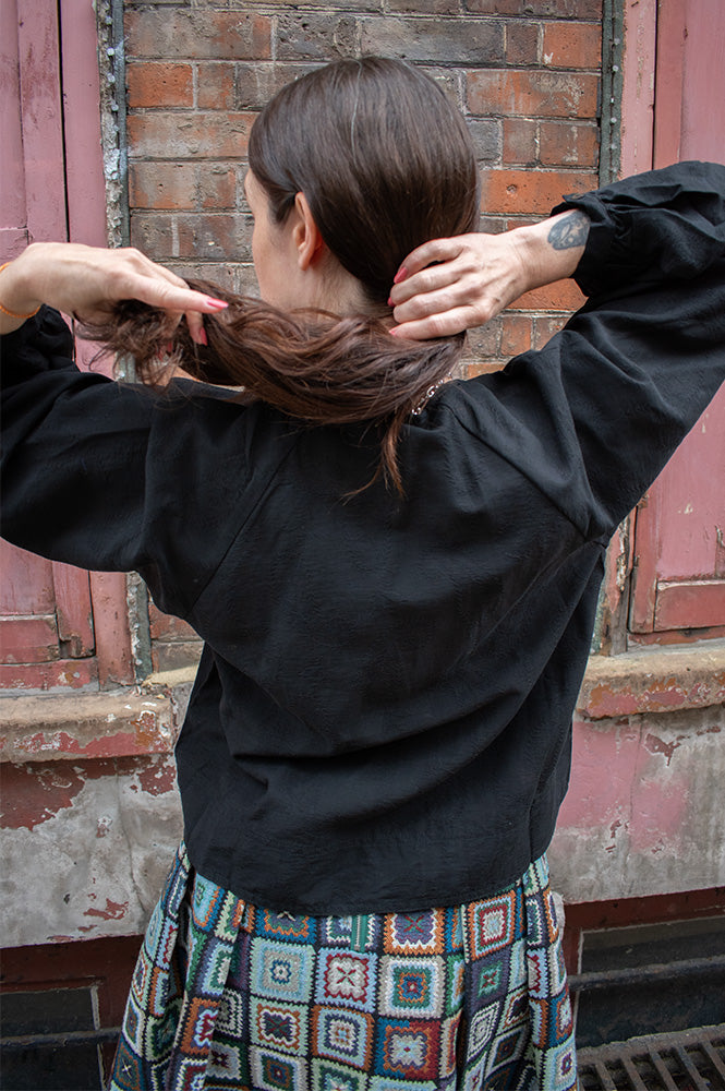 FRNCH Pensee Black Textured Blouse - The Mercantile London