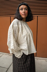 FRNCH Takis Cream Embroidered Blouse