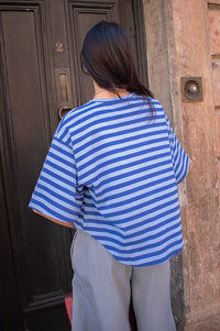 FRNCH Pasquale Electric Blue Striped T-Shirt - The Mercantile London