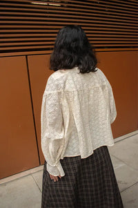 FRNCH Takis Cream Embroidered Blouse
