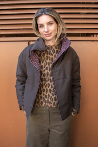 FRNCH Giona Chocolate Check Reversible Jacket