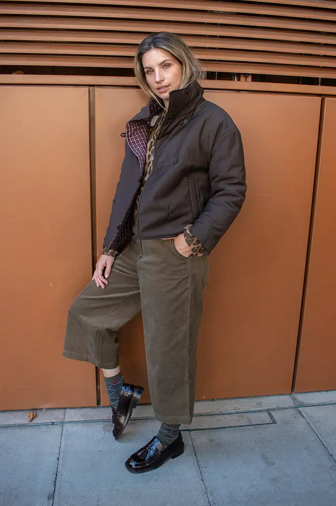 FRNCH Giona Chocolate Check Reversible Jacket