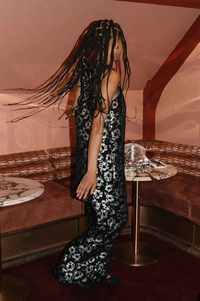 FRNCH Alicia Black And Silver Floral A-Line Mini Dress