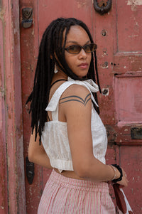 FRNCH Nahid White Bow Top - The Mercantile London