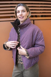FRNCH Giona Chocolate Check Reversible Jacket