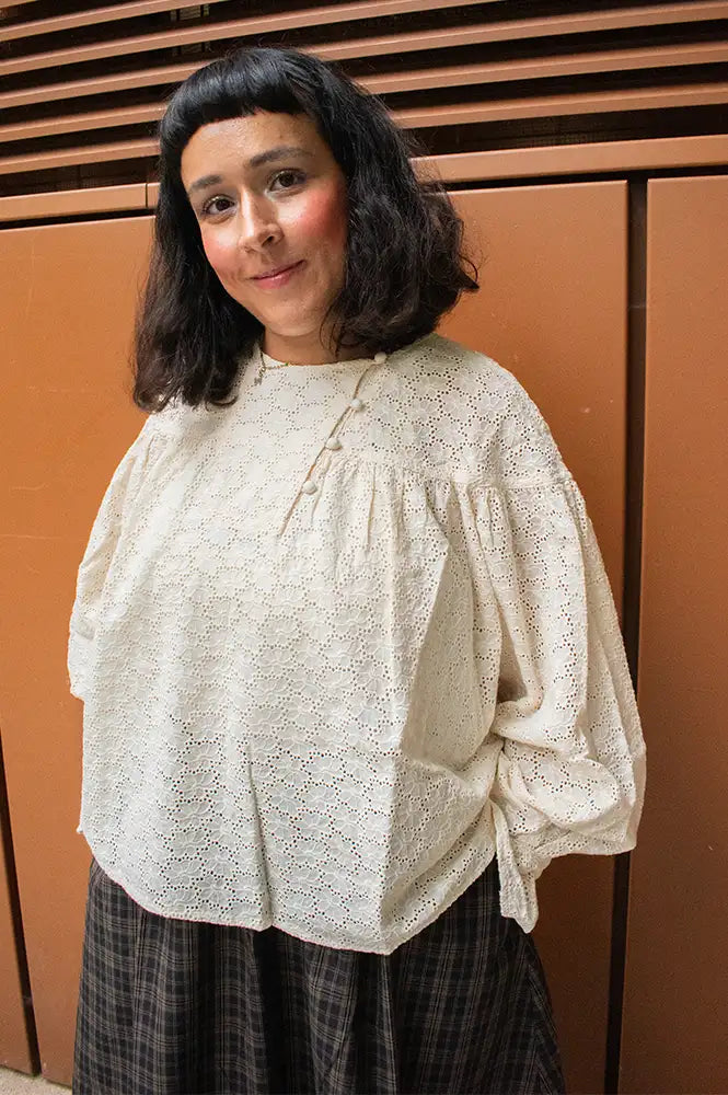 FRNCH Takis Cream Embroidered Blouse