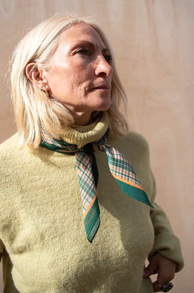 Funkyrel Classic Vintage Green Checked Scarf