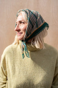 Funkyrel Classic Vintage Green Checked Scarf