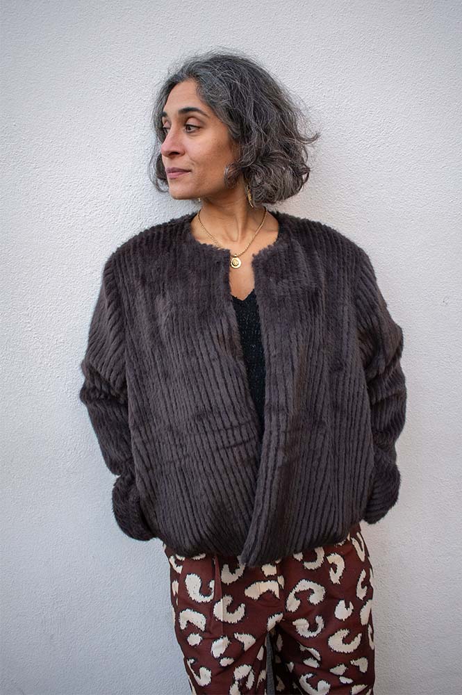 ICHI Cikora Chocolate Fur Jacket - The Mercantile London