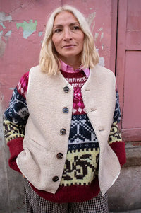 Soeur Fusil Ecru Sleeveless Jacket