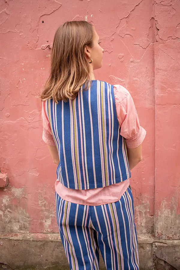 Garance Cloud Blue Striped Vest Top - The Mercantile London