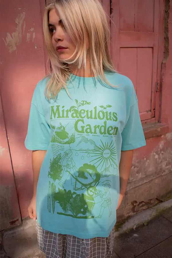 Damson Madder Miraculous Garden Aqua T-Shirt - The Mercantile London