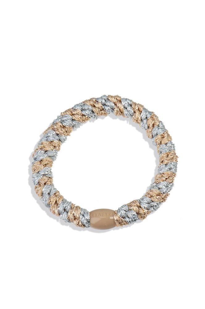 Kknekki Silver Beige Glitter Stripe Hair Tie - The Mercantile London